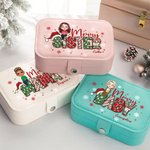 Personalized Merry Mama Sister Snowflake Cartoon Character Leather Travel Jewellery Box with Name Portable Birthday Christmas Gift for Women