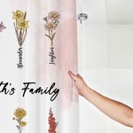Personalized 1-15 Birth Flowers Waterproof Shower Curtain with 12 Rust-Proof Grommets Bathroom Decor Housewarming Birthday Gift for Family Friend