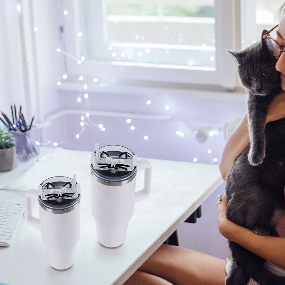 Personalized Cute Cat Clear Acrylic Tumbler Name Plate Tag Accessories for Stanley Cup Birthday Gift for Cat Lovers Owners 4