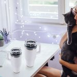 Personalized Cute Cat Clear Acrylic Tumbler Name Plate Tag Accessories for Stanley Cup Birthday Gift for Cat Lovers Owners 4
