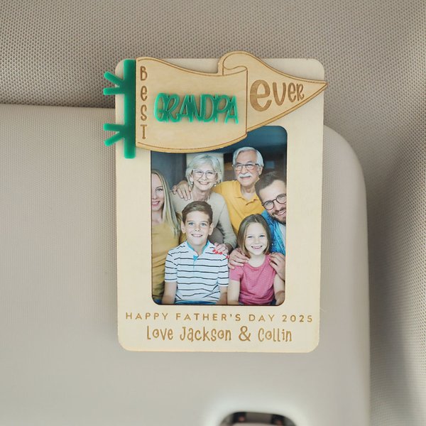 Personlig Best Dad Ever Träfoto Bilvisirklämma med text Fars dag Födelsedagspresent för familjebilägare
