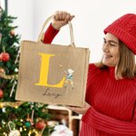 Personalisierte Nussknacker Fee Ballett Mädchen wiederverwendbare große Jute Tragetasche mit Initial und Name Geburtstag Weihnachtsgeschenk für Familie Kinder