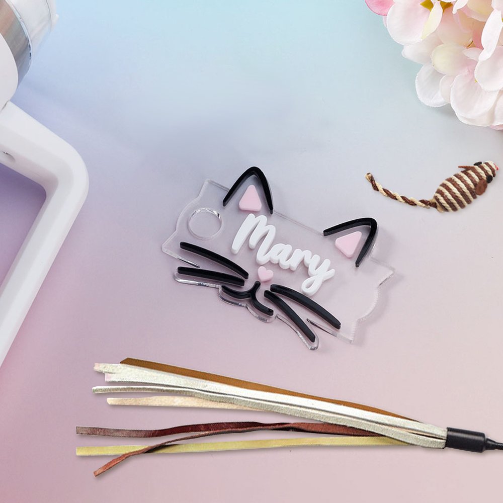Personalized Cute Cat Clear Acrylic Tumbler Name Plate Tag Accessories for Stanley Cup Birthday Gift for Cat Lovers Owners 6