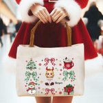 Personalisierte Cartoon-Charakter Weihnachtsbaum Schneemann Canvas Tragetasche mit Namen Weihnachten Geburtstag Geschenk für Familie Freund Liebhaber