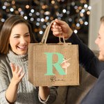 Personalisierte Nussknacker Fee Ballett Mädchen wiederverwendbare große Jute Tragetasche mit Initial und Name Geburtstag Weihnachtsgeschenk für Familie Kinder