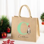 Personalisierte Nussknacker Fee Ballett Mädchen wiederverwendbare große Jute Tragetasche mit Initial und Name Geburtstag Weihnachtsgeschenk für Familie Kinder