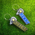 Personalised Multicolour Colours 3D Printed Name Lacrosse Racket Keychain Bag Tag Lacrosse Mom Birthday Gift for Sports Lover