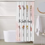 Personalized 1-15 Birth Flowers Waterproof Shower Curtain with 12 Rust-Proof Grommets Bathroom Decor Housewarming Birthday Gift for Family Friend