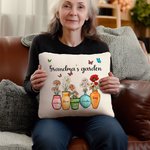 Personalised Mother's Grandma's Garden 1-10 Birth Flower Vase Throw Pillow Cover with Name Butterfly Home Decor Birthday Holiday Gift for Family