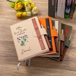 Personalised As I Watch You Grow Birth Flower Tree Name A5 Journal Notebook with Wooden Pen Birthday Anniversary Gift for Grandma Grandfather