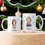 Tasse en céramique personnalisée avec nom, anniversaire et cadeau de Noël pour les femmes.