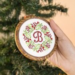 Adorno personalizado de punto de cruz retro hecho a mano alfabeto contado con hebilla Decoración del árbol de Navidad Regalo para familia Punto de cru