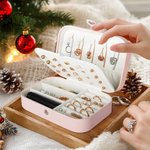 Personalized Merry Mama Sister Snowflake Cartoon Character Leather Travel Jewellery Box with Name Portable Birthday Christmas Gift for Women