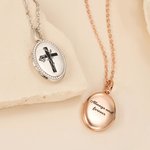 Personalized Cross Birth Flower Bouquet Photo Necklace Christian Engraved Jewelry Baptismal Birthday Christmas Gift for Women