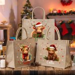 Personalisierte Weihnachtsmannmütze Hochlandring Schneeflocke Jutetasche Tote Bag mit Namen Weihnachtsgeschenk für Familie Kinder