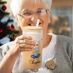 Personalizzato Cartoon mamma nonna nascita bouquet di fiori 20 oz smerigliato birra può vetro con coperchio di bambù e cannuccia Compleanno regalo di 