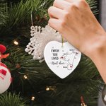 Personalizado Mapa Silueta Conectado Corazón en forma de cerámica adorno del árbol de Navidad con el nombre de Navidad de larga distancia de regalo pa