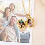 Personalized Cross Birth Flower Bouquet Photo Necklace Christian Engraved Jewelry Baptismal Birthday Christmas Gift for Women