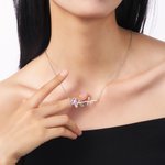 Personalized Dainty Enamel Birth Flower Name Necklace with Birthstone Birthday Anniversary Gift for Women Girls