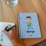 Personalised Avatar Cartoon Pattern 120 Pages A5 Lined Spiral Notebook with Name and Initial Birthday Gift for Boys Girls