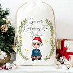 Gepersonaliseerde Maretak Speciale Levering voor Cartoon Karakter Trekkoord Canvas Zak met Naam Kerstcadeau voor Kid Volwassene