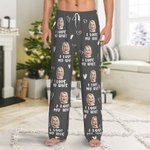 Gepersonaliseerde Funny Gingerbread Man Hart Foto Portret Lange Pyjamabroek met Tekst en Koord Kerstverjaardag Cadeau voor Vrouwen Mannen