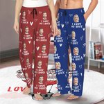 Gepersonaliseerde Funny Gingerbread Man Hart Foto Portret Lange Pyjamabroek met Tekst en Koord Kerstverjaardag Cadeau voor Vrouwen Mannen