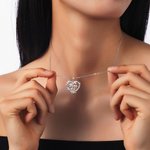 Personalisierte Herz Rose zwei-Ton Großmutter Enkelin Halskette mit Geburtssteinen Geburtstag Muttertag Geschenk für sie