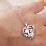 Personalisierte Herz Rose zwei-Ton Großmutter Enkelin Halskette mit Geburtssteinen Geburtstag Muttertag Geschenk für sie