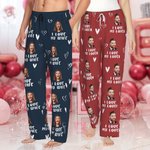 Gepersonaliseerde Funny Gingerbread Man Hart Foto Portret Lange Pyjamabroek met Tekst en Koord Kerstverjaardag Cadeau voor Vrouwen Mannen