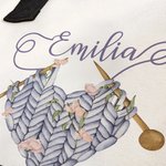 Bolsa de lona de ganchillo personalizada con nombre y forro impermeable Regalo de cumpleaños para los amantes de la costura