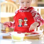Tablier Réglable Personnalisé avec Nom et Personnage Thème de Noël Chapeau de Cuisine Inclus Cadeau pour les Garçons et les Filles