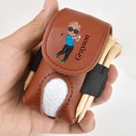 Personlig tegneserie karakter navn lær golfball midjeveske oppbevaringspose med 4 teesholder sportsbursdagsgave til golfspillere golfspillere