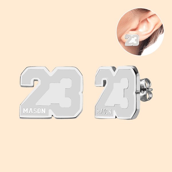 Personalizado Deportes Número Nombre Stud Pendientes Joyería Regalo de cumpleaños para los jugadores Los aficionados Entrenadores