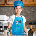 Tablier Réglable Personnalisé avec Nom et Personnage Thème de Noël Chapeau de Cuisine Inclus Cadeau pour les Garçons et les Filles