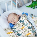 Personalized Cute Dinosaur Soft Baby Security Blanket with Dotted Backing and Embroidery Name Baby Shower Birthday Gift for Boys Girls