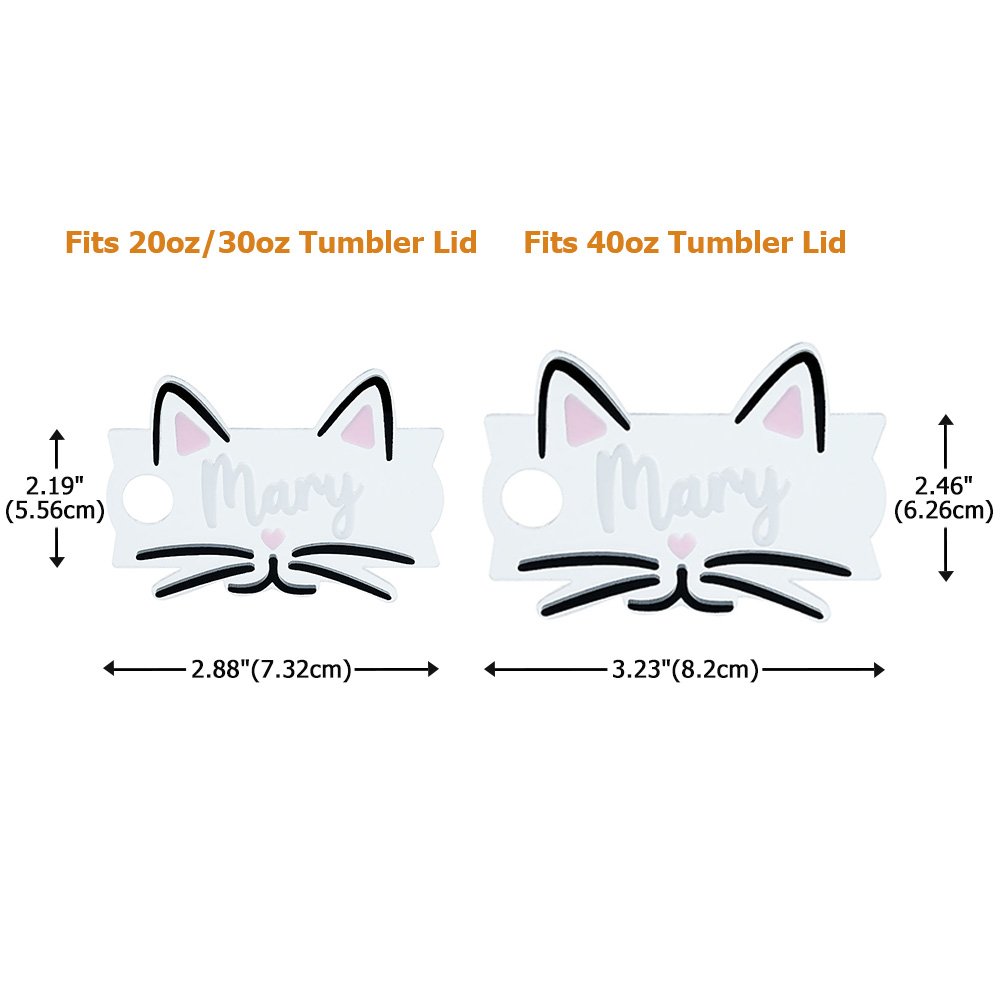 Personalized Cute Cat Clear Acrylic Tumbler Name Plate Tag Accessories for Stanley Cup Birthday Gift for Cat Lovers Owners 7