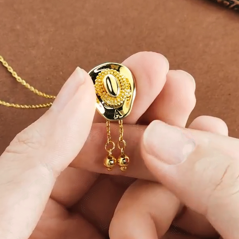 Personalised 3D Western Cowgirl Hat Adjustable Gold Plated Necklace with Engraved Initial Birthday Anniversary Gift for Women