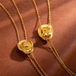 Personalised 3D Western Cowgirl Hat Adjustable Gold Plated Necklace with Engraved Initial Birthday Anniversary Gift for Women