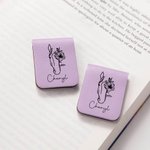 Personlig Line Birth Flower Horse Magnetisk bokmerkeklips i lær med navn Kontorrekvisita Bursdagsgave til bokorm Hesteelskere