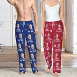 Gepersonaliseerde Funny Gingerbread Man Hart Foto Portret Lange Pyjamabroek met Tekst en Koord Kerstverjaardag Cadeau voor Vrouwen Mannen