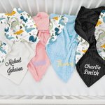 Personalized Cute Dinosaur Soft Baby Security Blanket with Dotted Backing and Embroidery Name Baby Shower Birthday Gift for Boys Girls