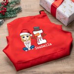 Tablier Réglable Personnalisé avec Nom et Personnage Thème de Noël Chapeau de Cuisine Inclus Cadeau pour les Garçons et les Filles