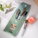 Personlig födelseblomma Highland Cow Bärbar läderväska för sminkborstar med 8 sminkborstar Födelsedagspresent för kvinnor som älskar Highland Cow