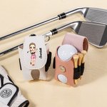 Personlig tegneserie karakter navn lær golfball midjeveske oppbevaringspose med 4 teesholder sportsbursdagsgave til golfspillere golfspillere