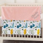 Personalized Cute Dinosaur Soft Baby Security Blanket with Dotted Backing and Embroidery Name Baby Shower Birthday Gift for Boys Girls