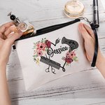 Personalized Floral Hairstylist Makeup Bag with Name Birthday Gift for Hairdresser Barber