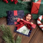 Personalised Big Head Cutout Pull Out Bell Christmas Box Shaped Gift Card Money Holder with Pen Fun Photo Greeting Card Party Gift for Family Friend