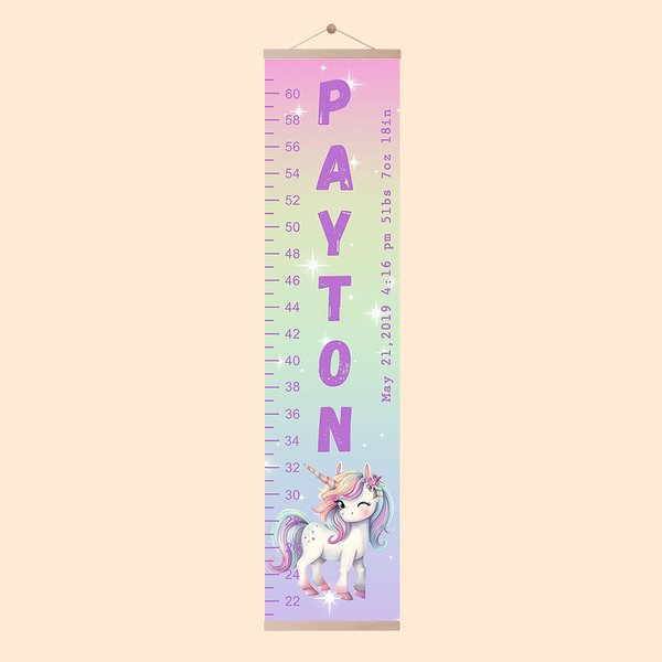 Personalized Fantasy Unicorn Height Growth Chart with Name Nursery Baby Room Decor Birthday Baptism Gift for Baby Kid
