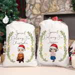 Gepersonaliseerde Maretak Speciale Levering voor Cartoon Karakter Trekkoord Canvas Zak met Naam Kerstcadeau voor Kid Volwassene